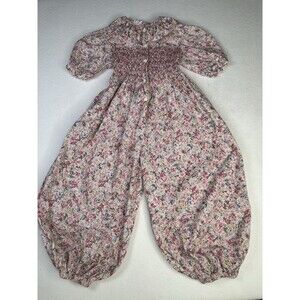 Floral Print Smocked Bubble Pants romper one piece Vintage Girls